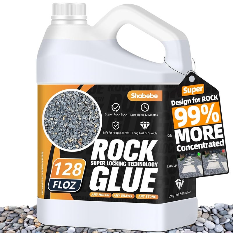 Shabebe Rock Glue, Mulch Glue 1Gallon- Fast-Drying Adhesive for Landscaping Rocks, Small Pebbles, Pea Gravel Stabilizer & Mulch Binder | Weather-Resistant Outdoor Stabilizer for Driveways, Gardens, Walkways - Image 1